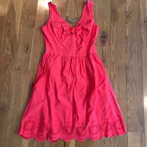 Jessica Simpson Pink Ruched Midi Sundress with Scoop Neck for Wedding Guest